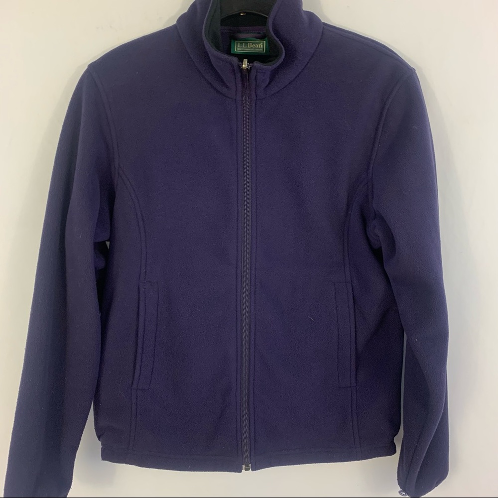 LL Bean Jacket Womens S Small Full Zip Fleece Coat Purple Sweatshirt Pockets